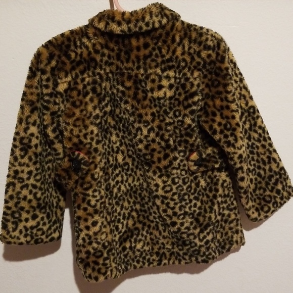 Size 3T Leopard Print Faux Fur Coat - Picture 2 of 6